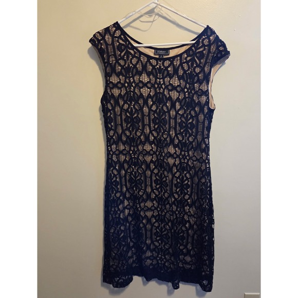 dressbarn Dresses & Skirts - Dressbarn Collection Womens 16 Black Lace Crochet Sheath Dress Cap Sleeve